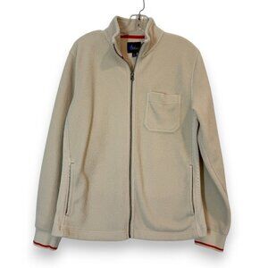 Boden Fleece Jacket Pockets Cream Red Medium